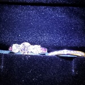 Moissanite and Tourmaline Ring Set Size 7